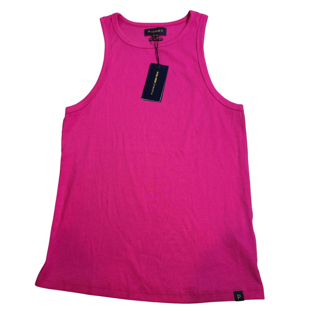 Piombo Womens Pink Ribbed Tank Top Oeko-Tex Sleeveless Crew Neck XXL NWT
